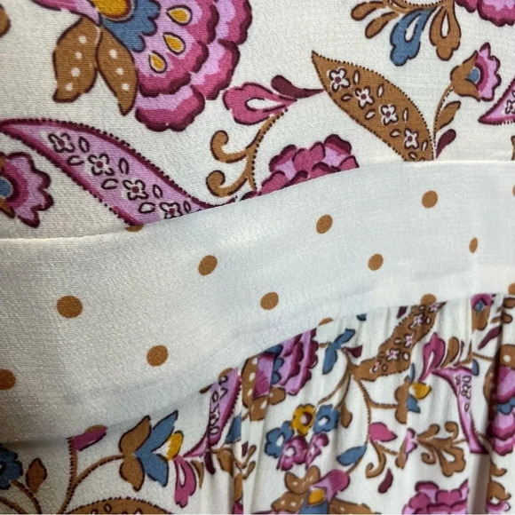 Chaps Boho Floral Polka Dot Baby Doll Cottagecore Long Sleeve Dress - Picture 5 of 10